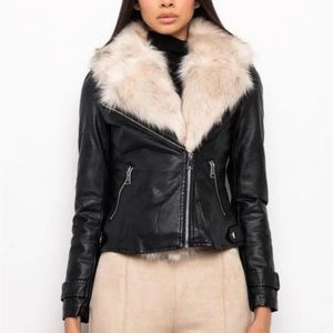 Leather jacket with fur